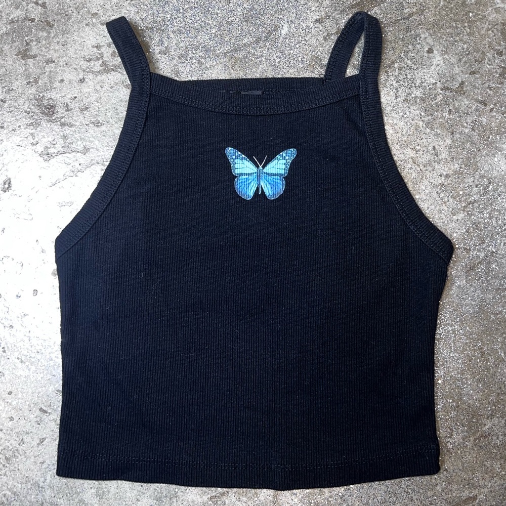 Butterfly Black crop top
